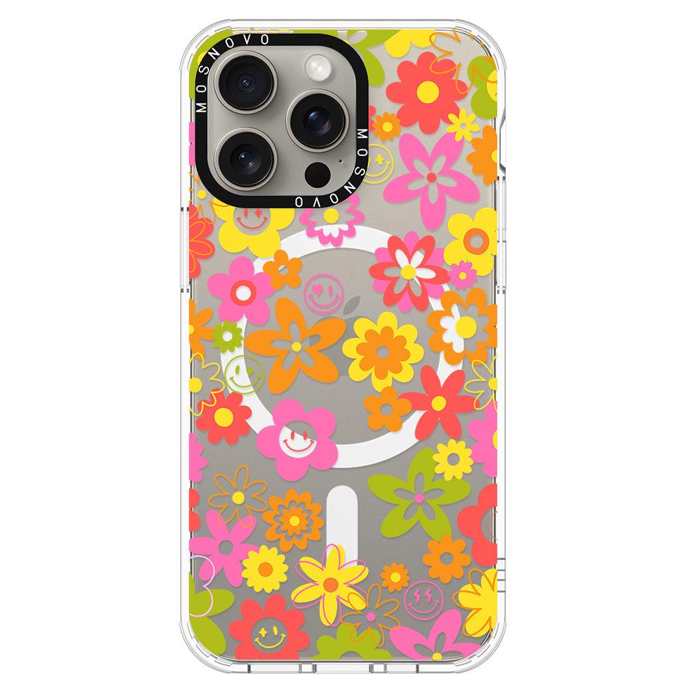 70's Groovy Floral Phone Case - iPhone 15 Pro Max Case - MOSNOVO