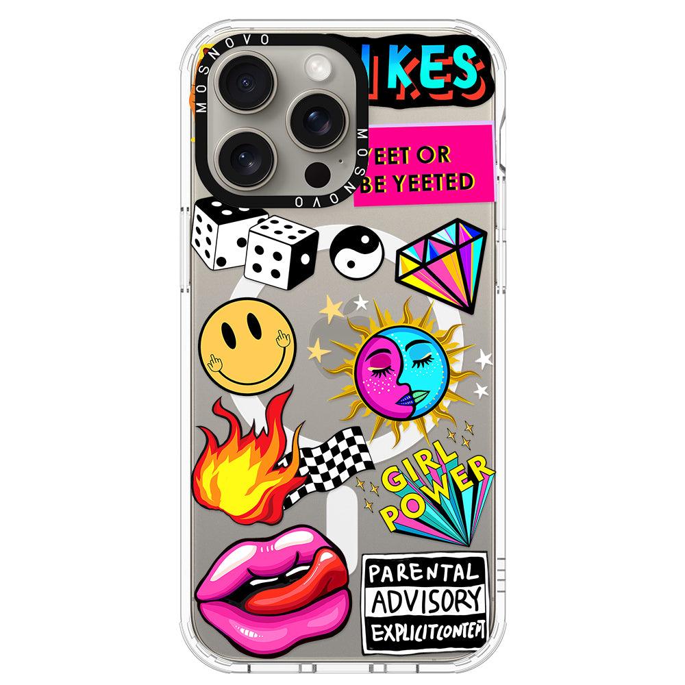 Funky Stickers Phone Case - iPhone 15 Pro Max Case - MOSNOVO