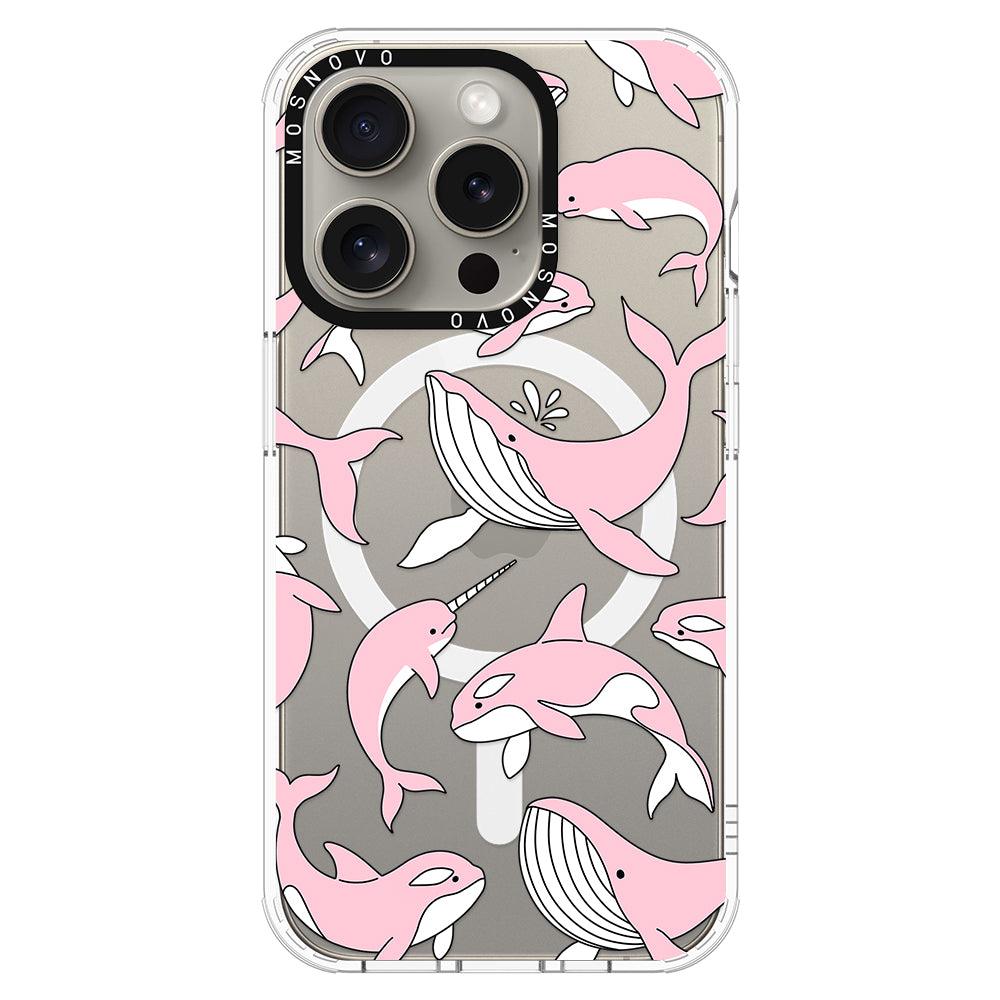 Pink Whales Phone Case - iPhone 15 Pro Case - MOSNOVO