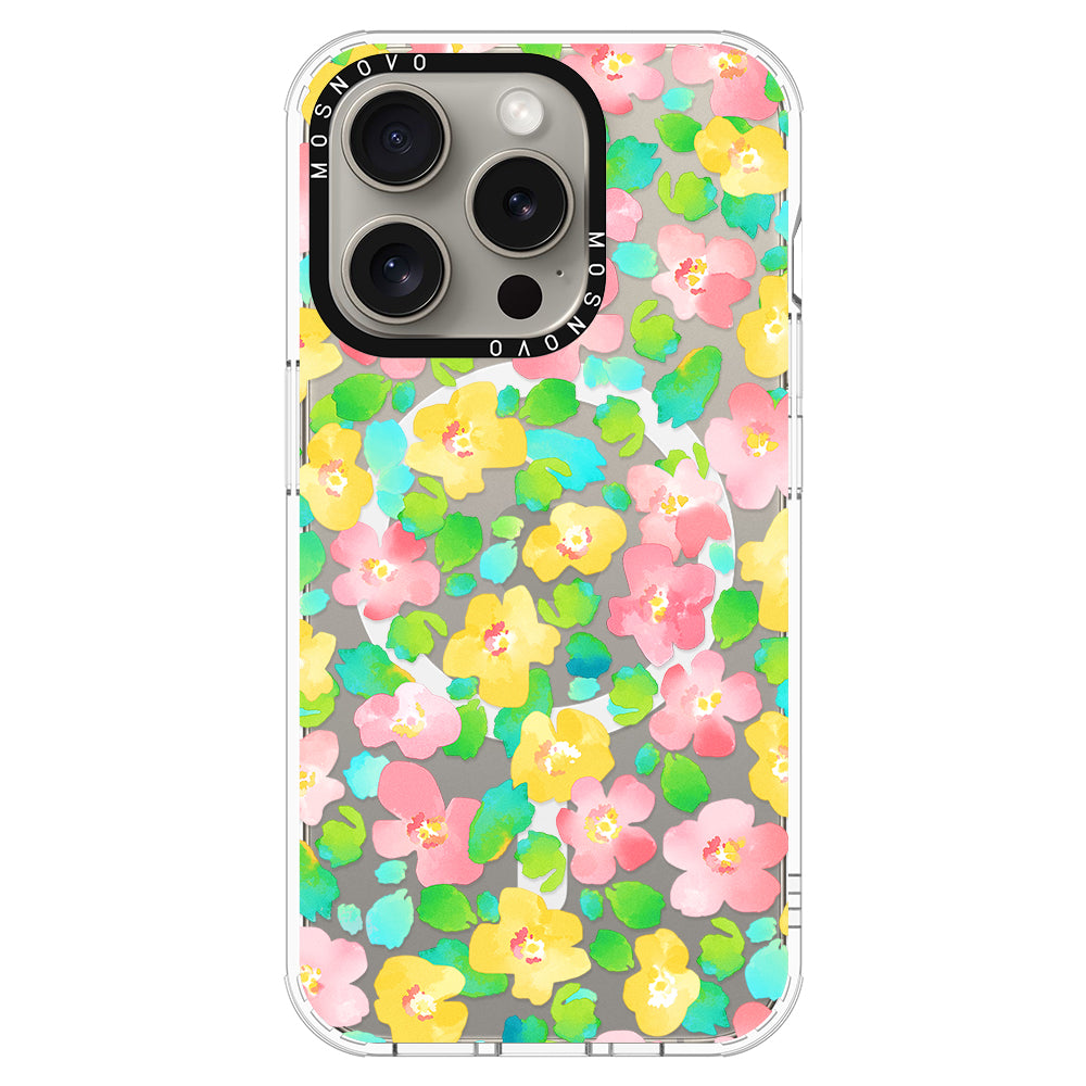 Floral Print Phone Case - iPhone 15 Pro Case - MOSNOVO