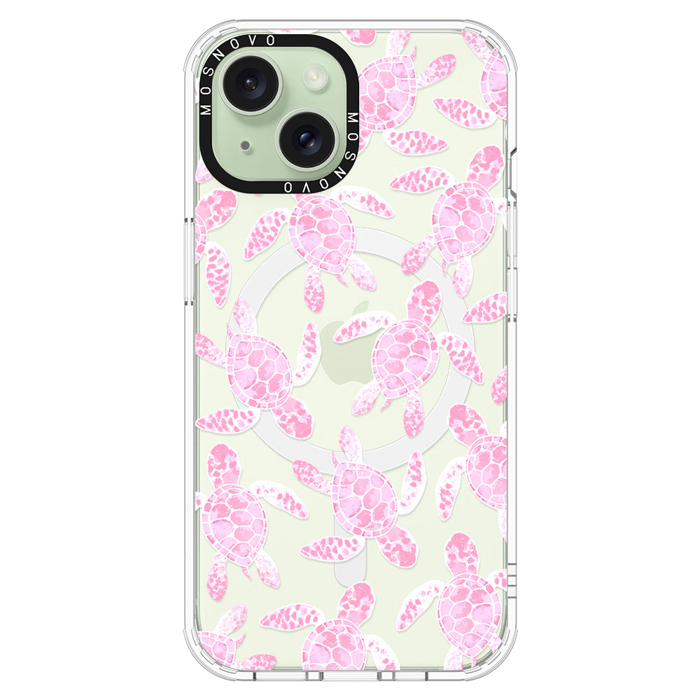 Pink Turtle Phone Case - iPhone 15 Case Clear With Magsafe