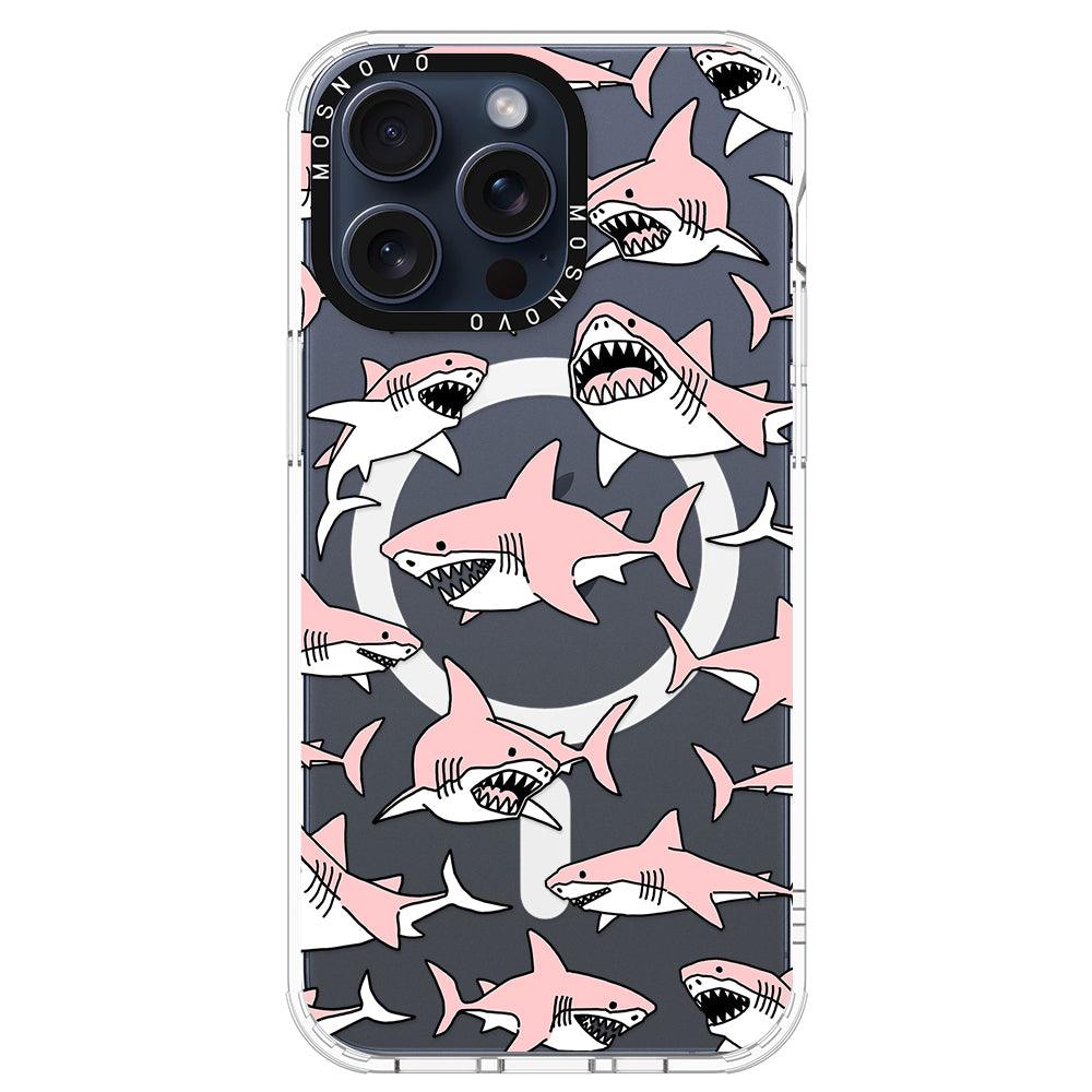 Pink Shark Phone Case - iPhone 15 Pro Max Case - MOSNOVO