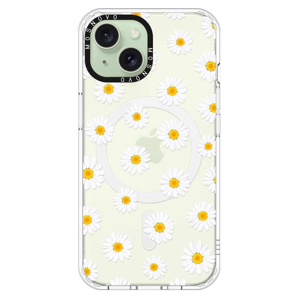 White Daisy Phone Case - iPhone 15 Plus Case - MOSNOVO