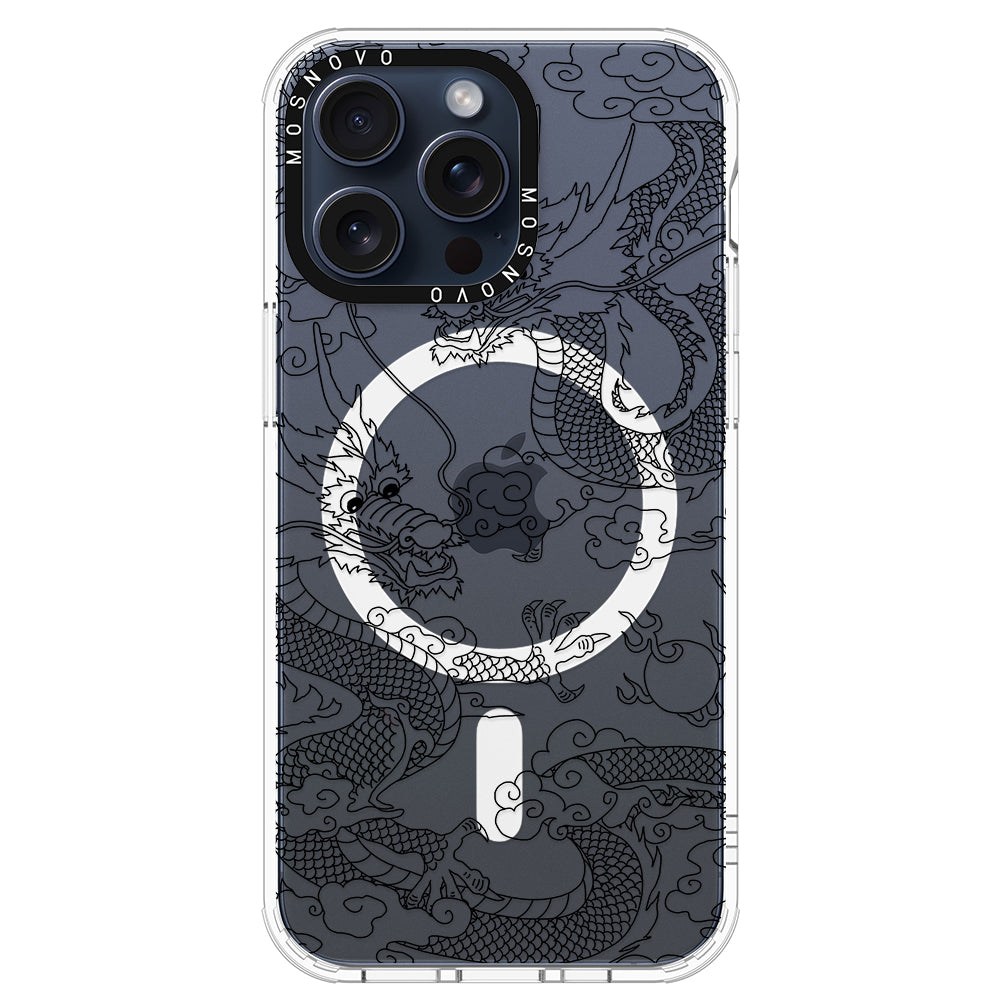 Black Dragon Phone Case - iPhone 15 Pro Max Case - MOSNOVO