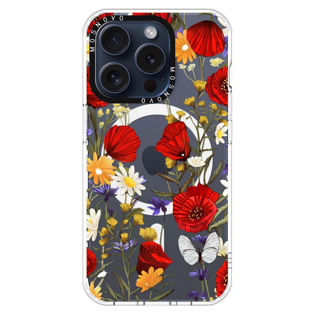 Poppy Floral Phone Case - iPhone 15 Pro Case - MOSNOVO