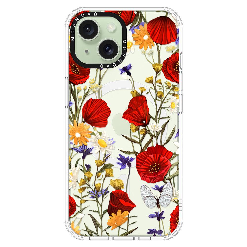 Poppy Floral Phone Case - iPhone 15 Plus Case - MOSNOVO