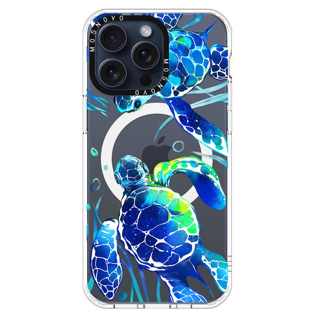 Blue Sea Turtle Phone Case - iPhone 15 Pro Max Case - MOSNOVO