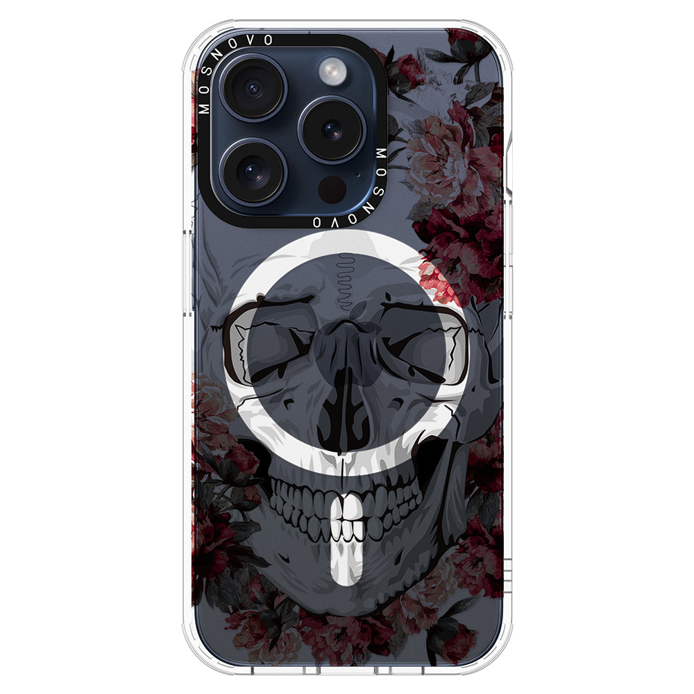 Red Flower Skull Phone Case - iPhone 15 Pro Case - MOSNOVO