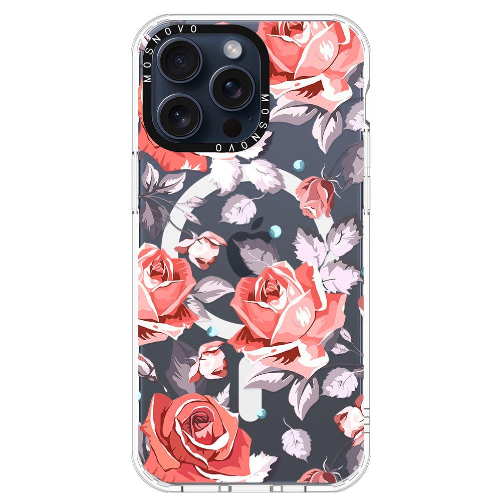 Retro Flower Roses Phone Case - iPhone 15 Pro Max Case - MOSNOVO