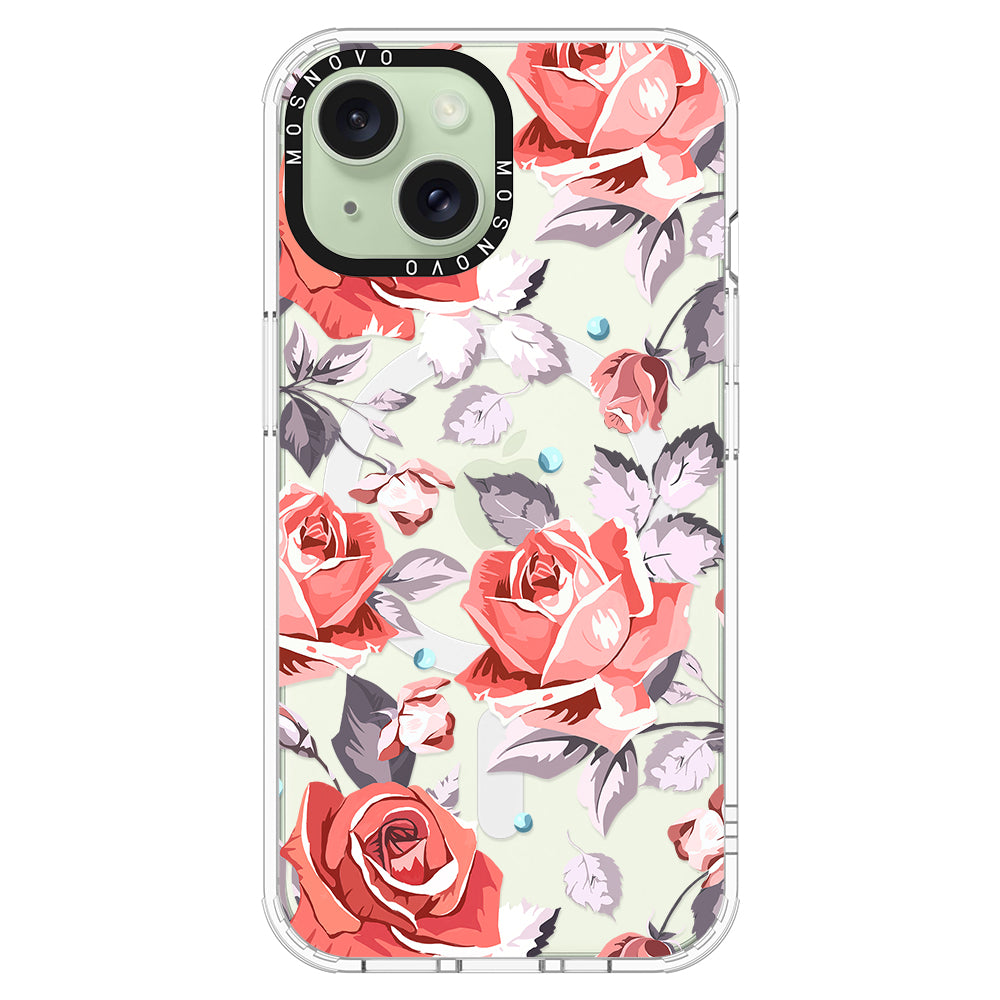 Retro Flower Roses Phone Case - iPhone 15 Plus Case - MOSNOVO