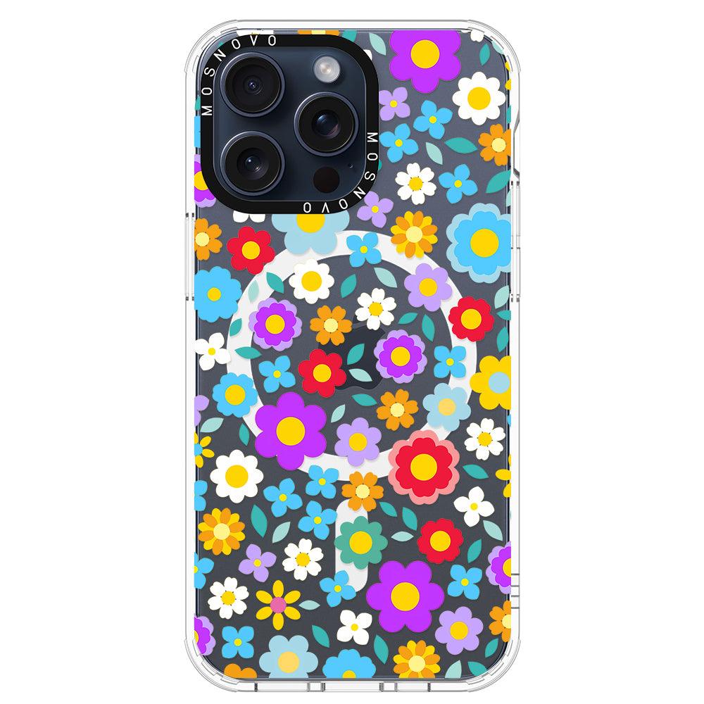 Retro Flower Phone Case - iPhone 15 Pro Max Case - MOSNOVO