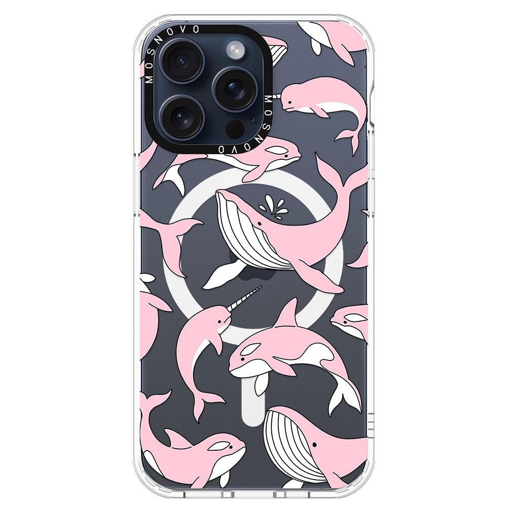 Pink Whales Phone Case - iPhone 15 Pro Max Case - MOSNOVO