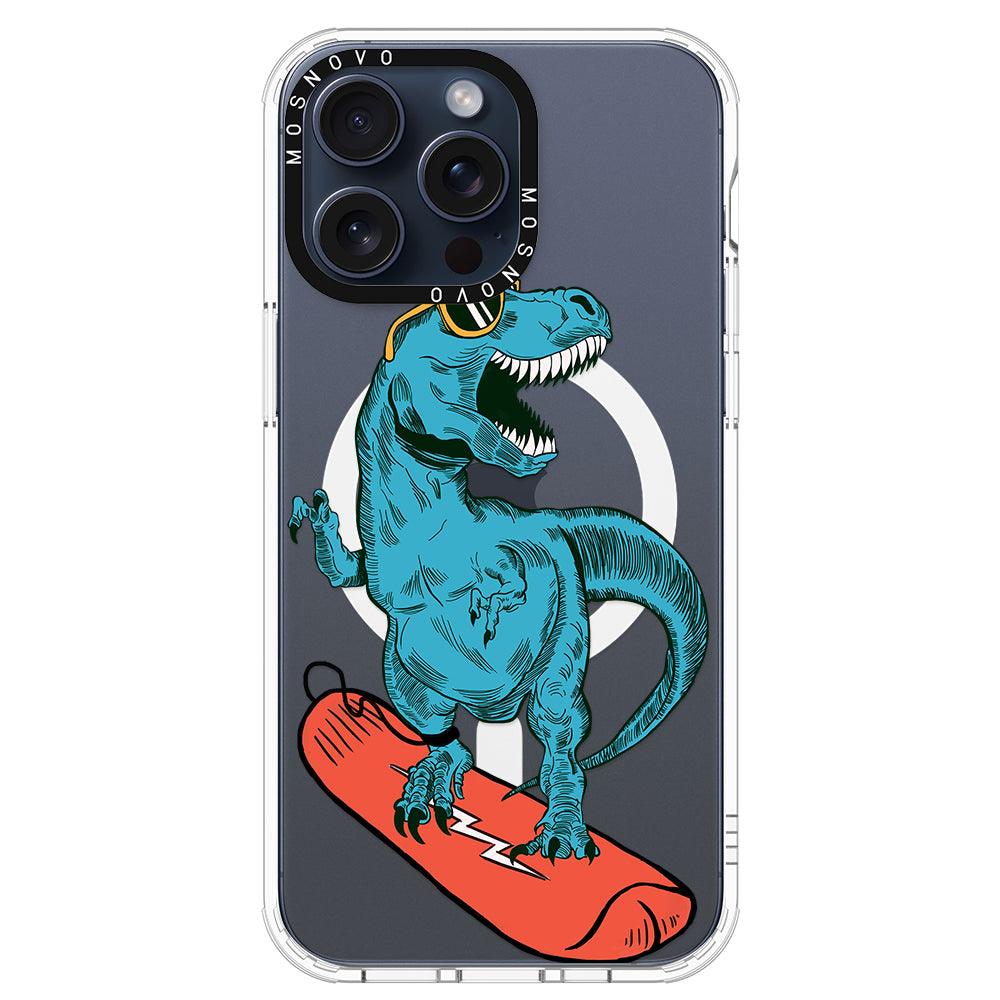 Surfing Dinosaur Phone Case - iPhone 15 Pro Max Case - MOSNOVO