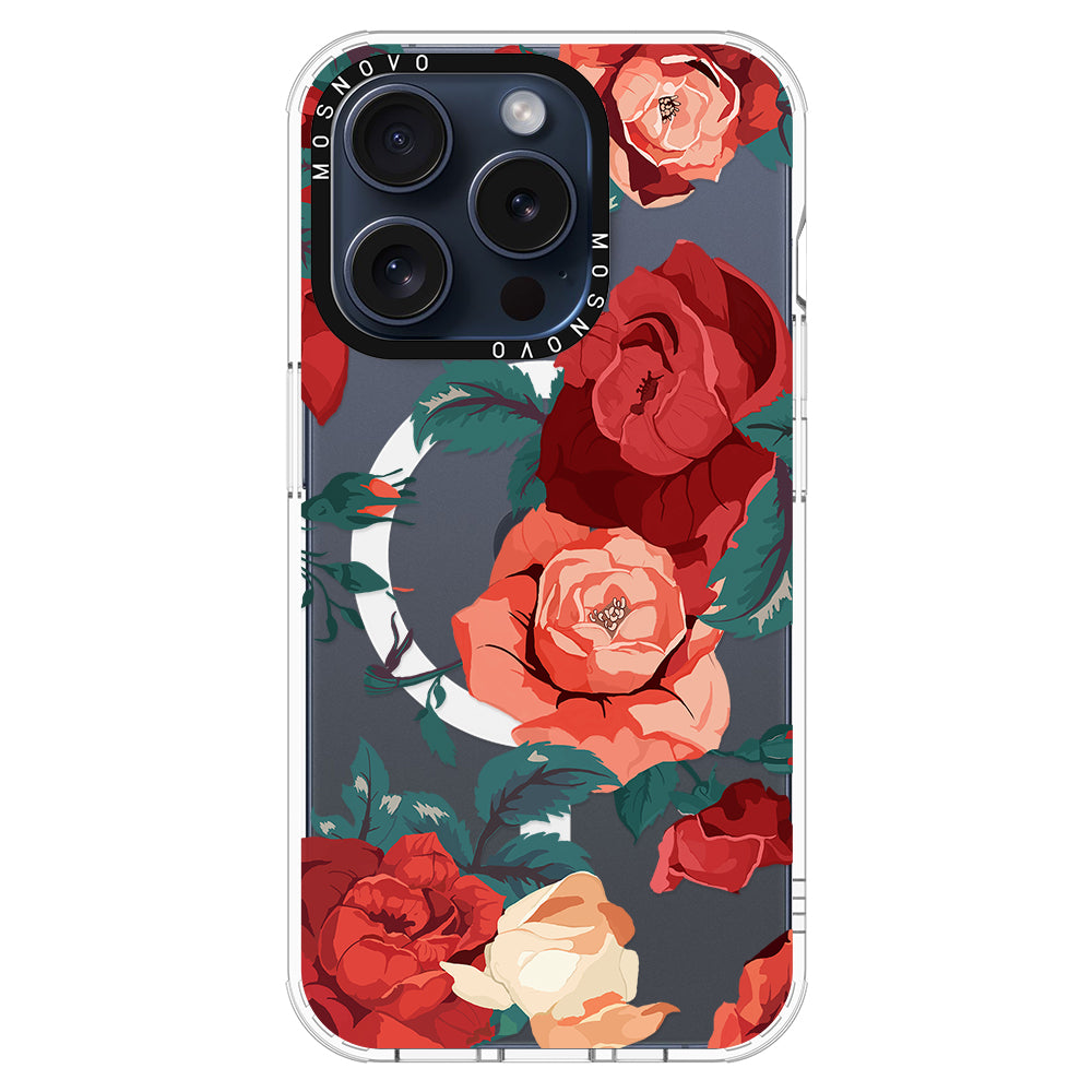 Vintage Red Rose Phone Case - iPhone 15 Pro Case - MOSNOVO