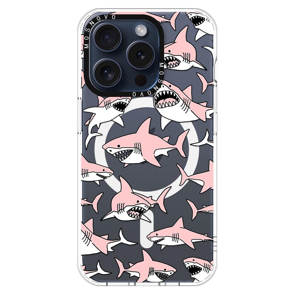 Pink Shark Phone Case - iPhone 15 Pro Case - MOSNOVO