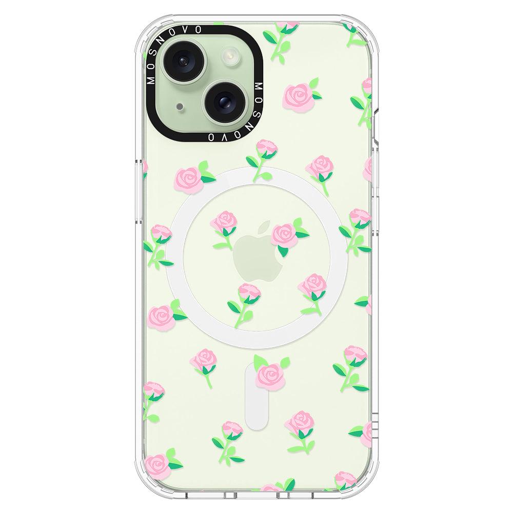 Pink Rose Floral Phone Case - iPhone 15 Case - MOSNOVO