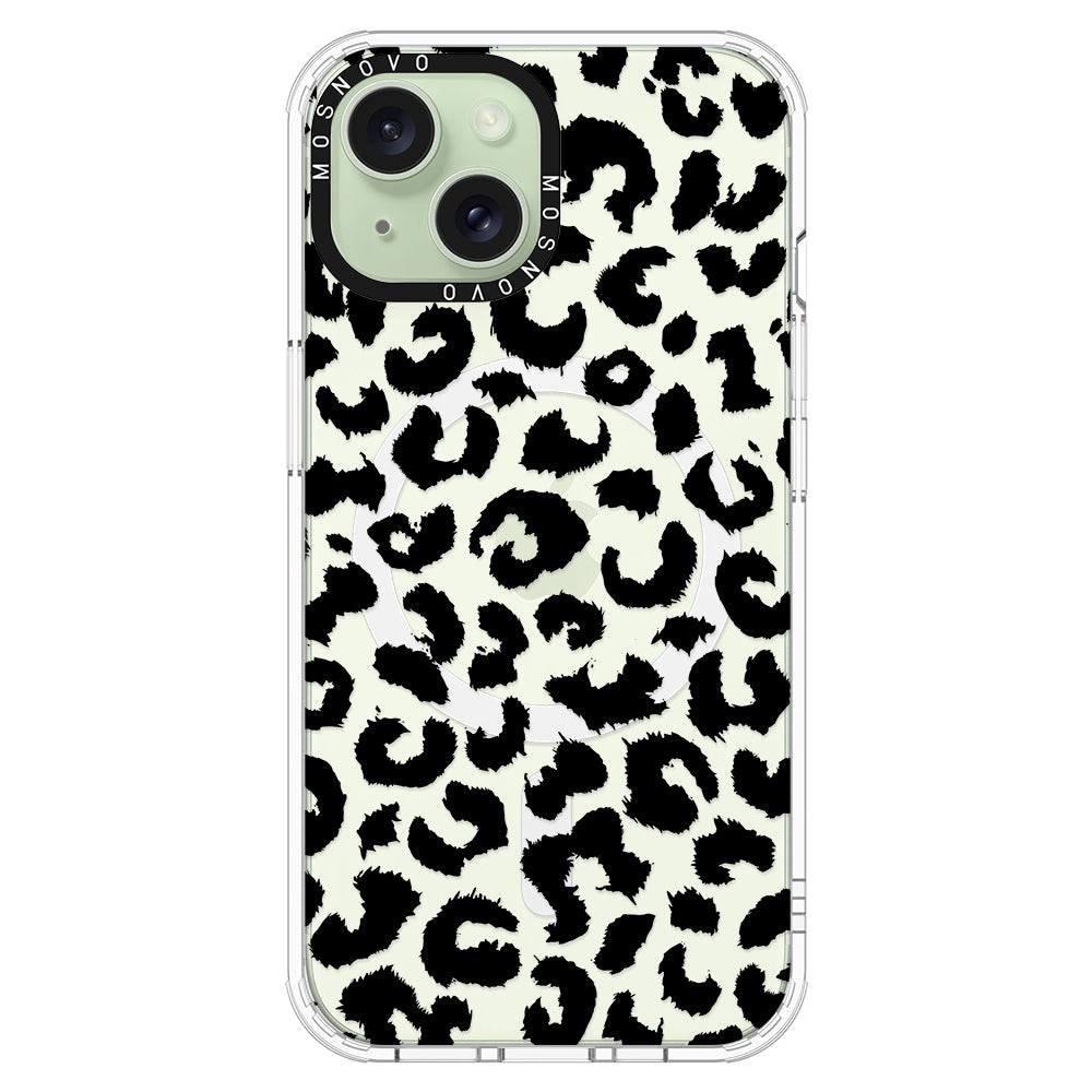 Black Leopard Phone Case - iPhone 15 Plus Case - MOSNOVO