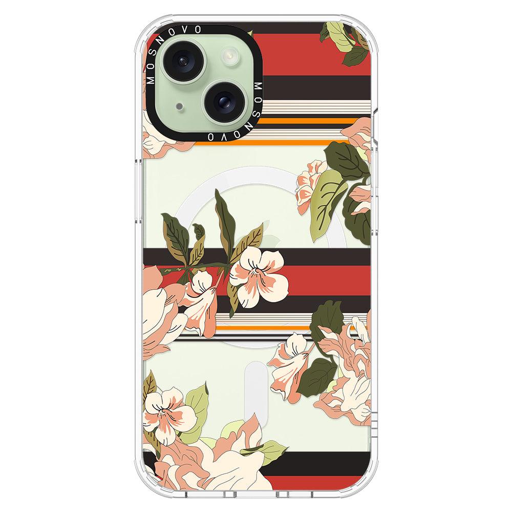 Classic Stripe Floral Phone Case - iPhone 15 Case - MOSNOVO