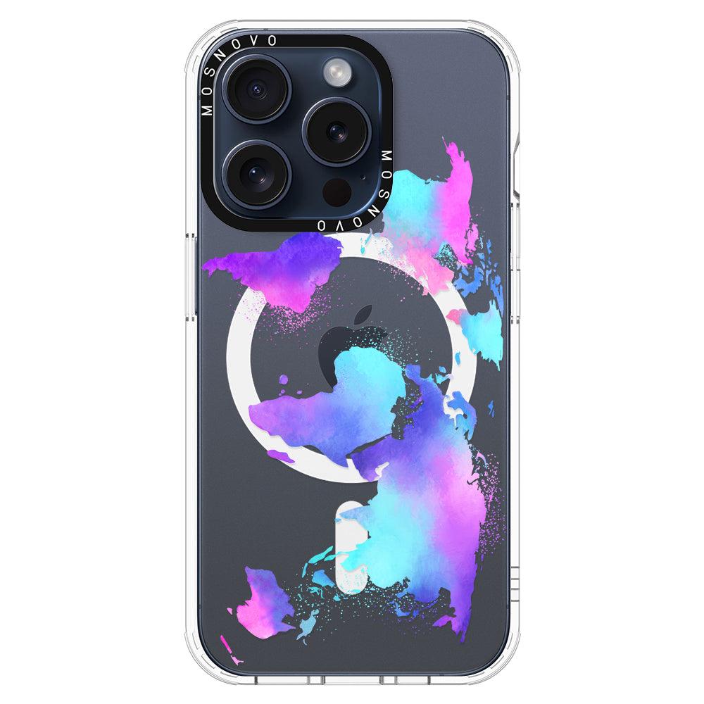 Psychedelic World Map Phone Case - iPhone 15 Pro Case - MOSNOVO