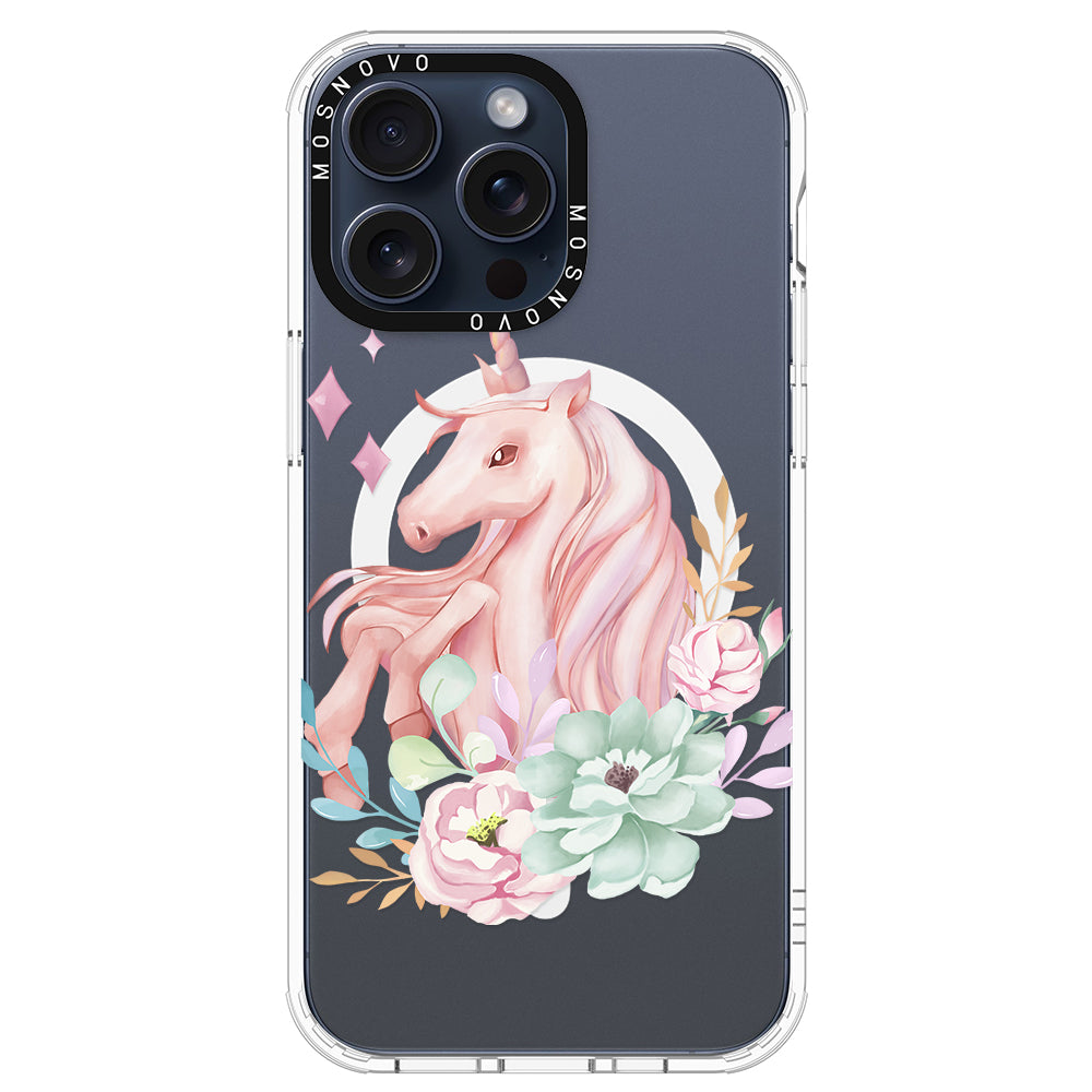 Elegant Flowers Unicorn Phone Case - iPhone 15 Pro Max Case - MOSNOVO