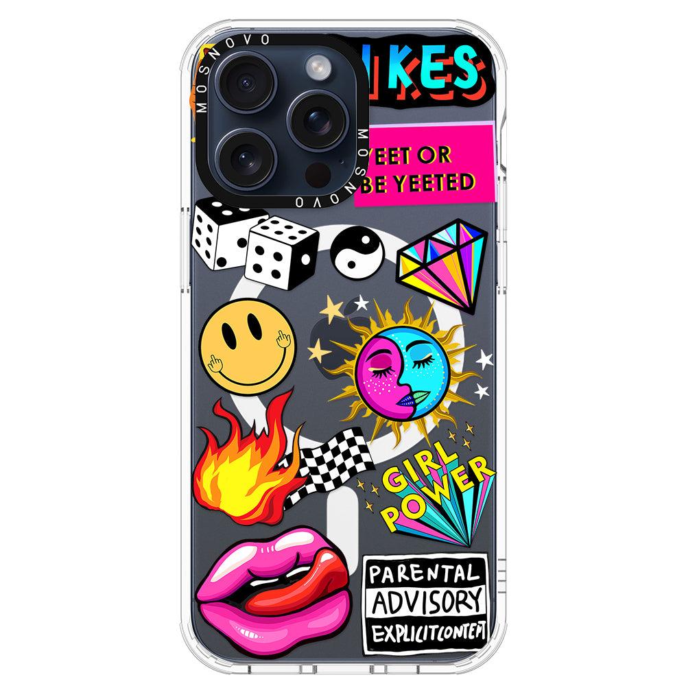 Funky Stickers Phone Case - iPhone 15 Pro Max Case - MOSNOVO