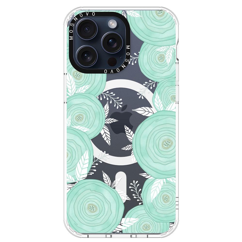 Mint Flower Phone Case - iPhone 15 Pro Max Case - MOSNOVO