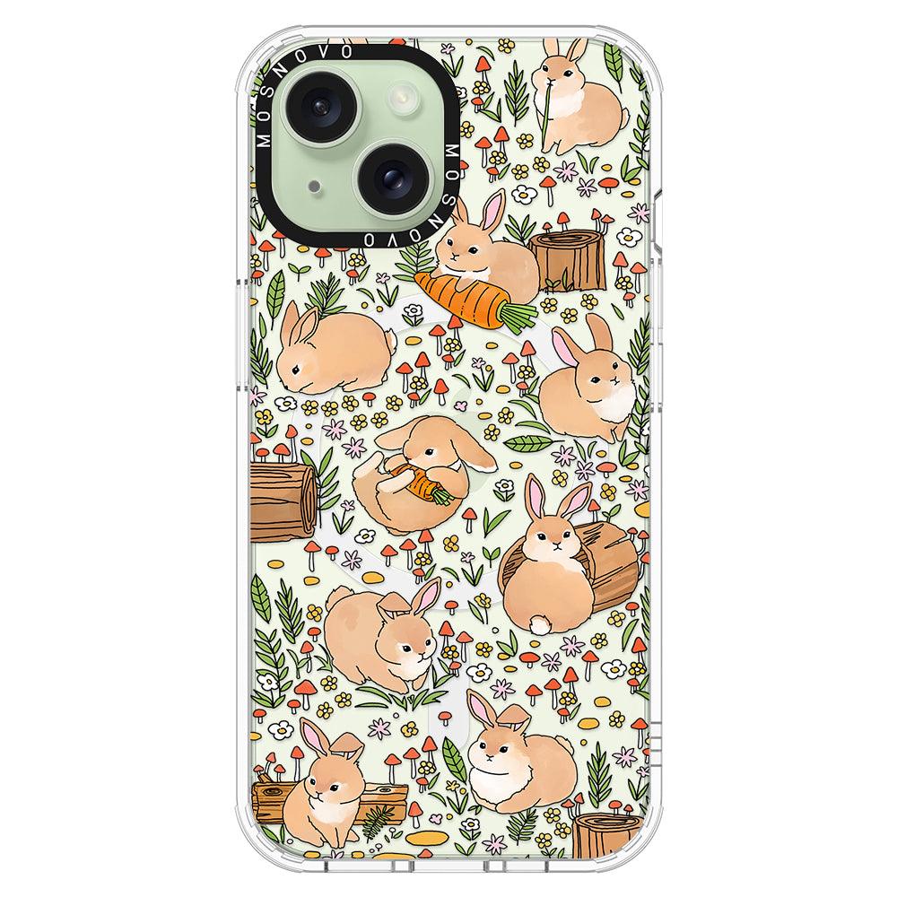 Bunny Garden Phone Case - iPhone 15 Case Clear With Magsafe