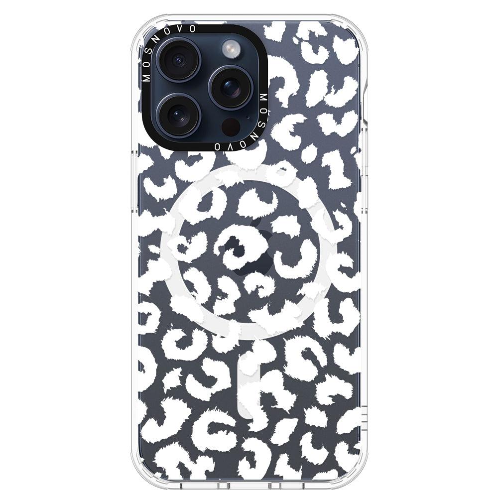 White Leopard Phone Case - iPhone 15 Pro Max Case - MOSNOVO