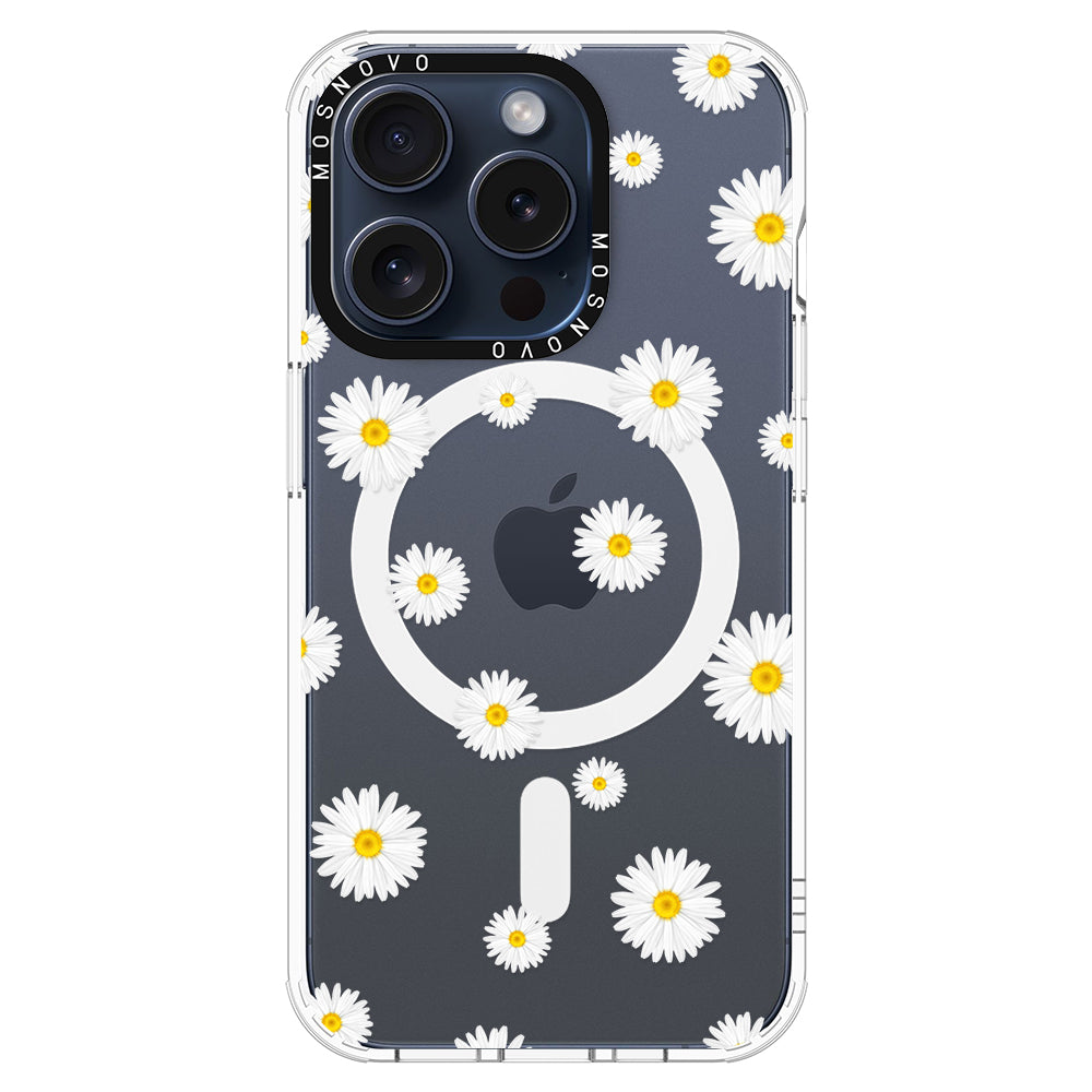 White Daisy Phone Case - iPhone 15 Pro Case - MOSNOVO