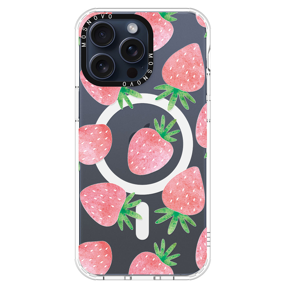 Pastel Strawberry Phone Case - iPhone 15 Pro Max Case - MOSNOVO