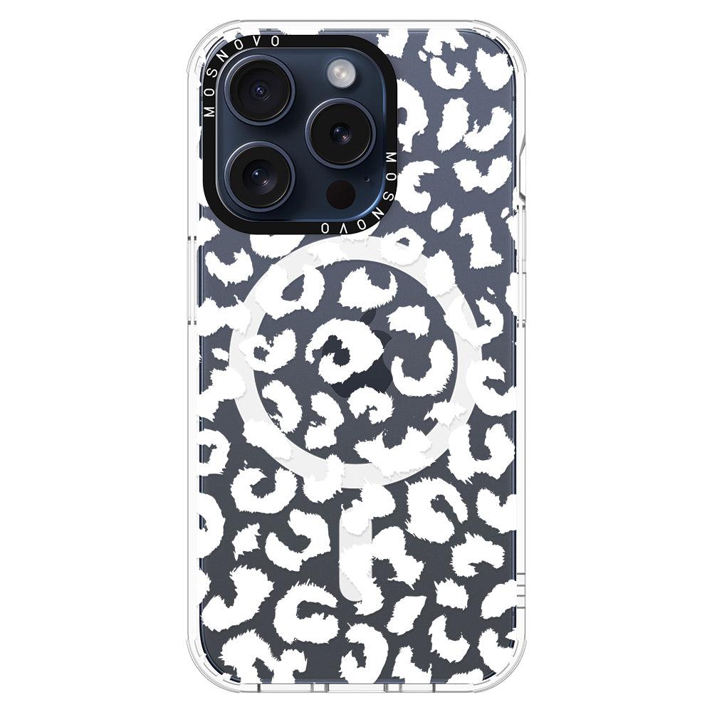 White Leopard Phone Case - iPhone 15 Pro Case - MOSNOVO