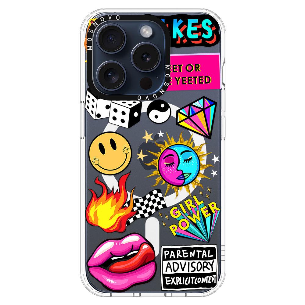 Funky Stickers Phone Case - iPhone 15 Pro Case - MOSNOVO