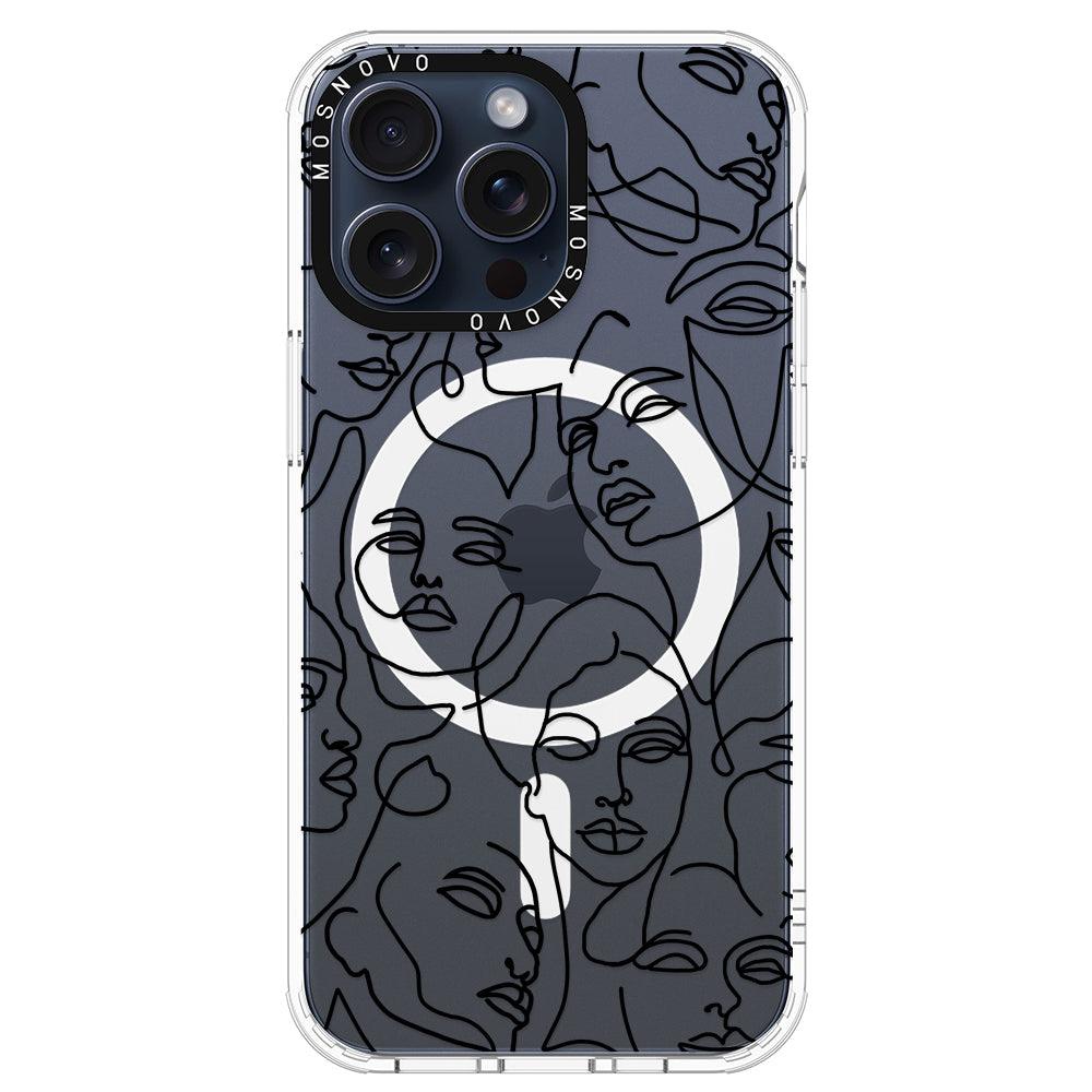 Abstract Face Line Art Phone Case - iPhone 15 Pro Max Case - MOSNOVO