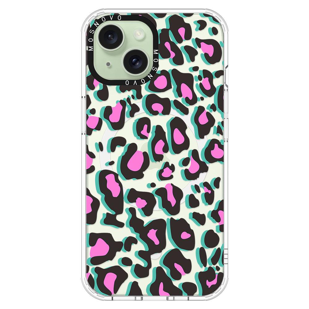 Hot Pink Leopard Print Phone Case - iPhone 15 Case - MOSNOVO