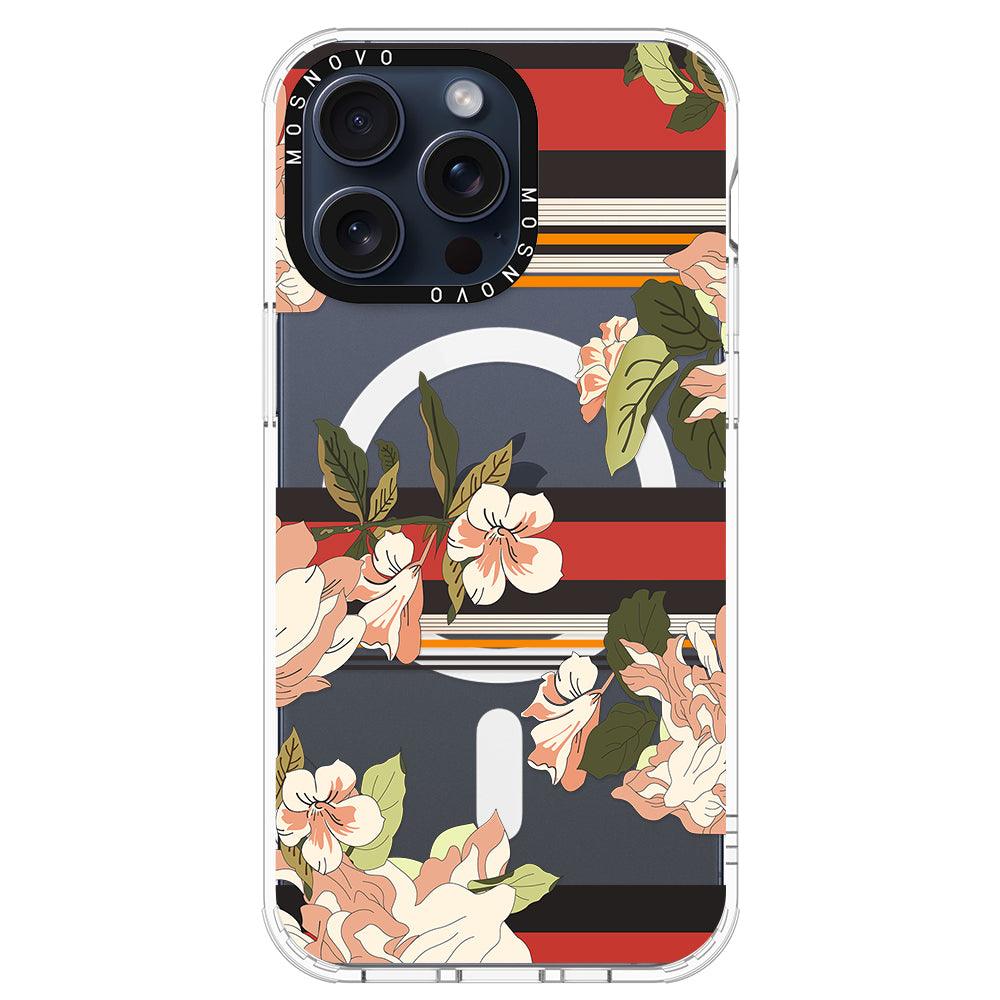 Classic Stripe Floral Phone Case - iPhone 15 Pro Max Case - MOSNOVO