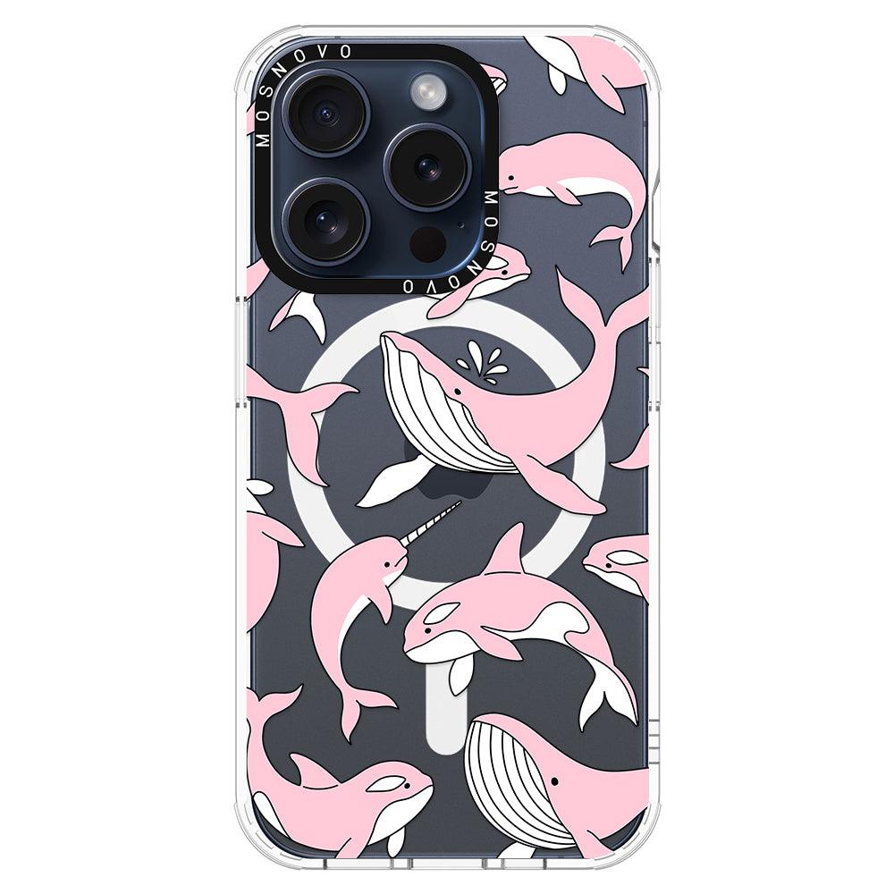 Pink Whales Phone Case - iPhone 15 Pro Case - MOSNOVO