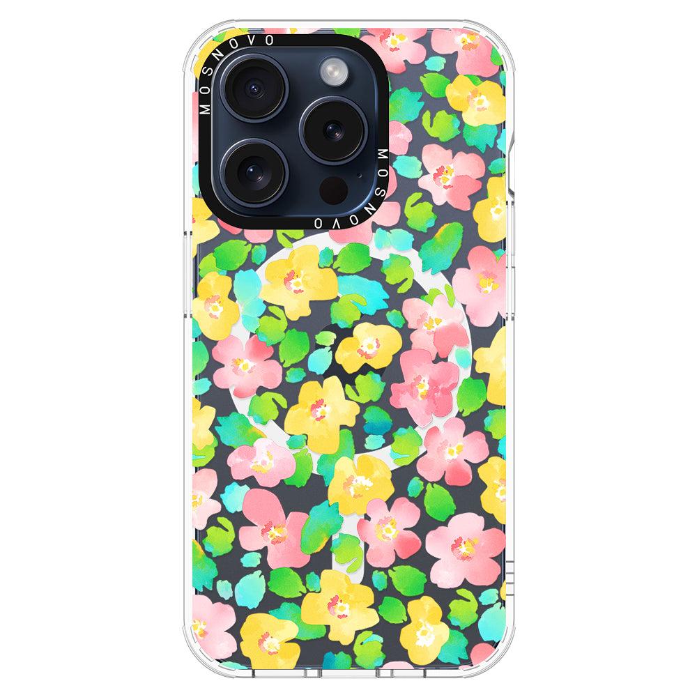 Floral Print Phone Case - iPhone 15 Pro Case - MOSNOVO