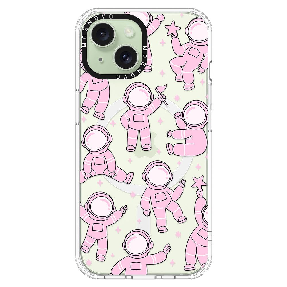 Pink Astronaut Phone Case - iPhone 15 Plus Case - MOSNOVO