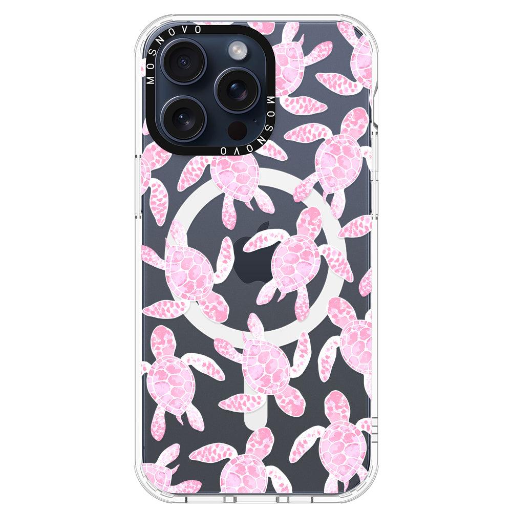 Pink Turtle Phone Case - iPhone 15 Pro Max Case - MOSNOVO