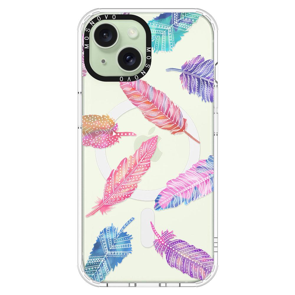 Boho Feather Phone Case - iPhone 15 Case Clear With Magsafe