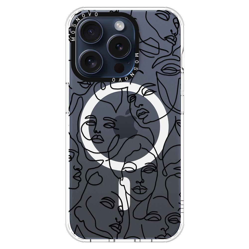 Abstract Face Line Art Phone Case - iPhone 15 Pro Case - MOSNOVO