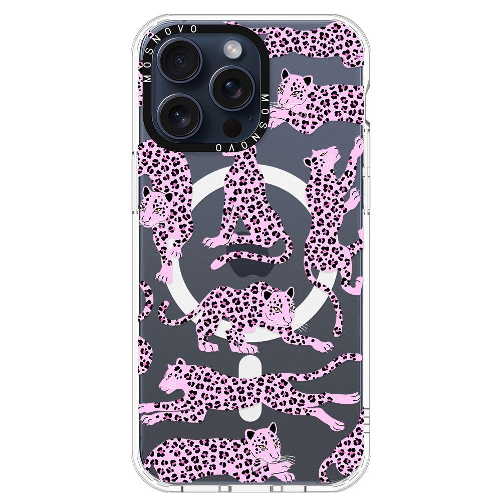 Pink Leopard Phone Case - iPhone 15 Pro Max Case - MOSNOVO