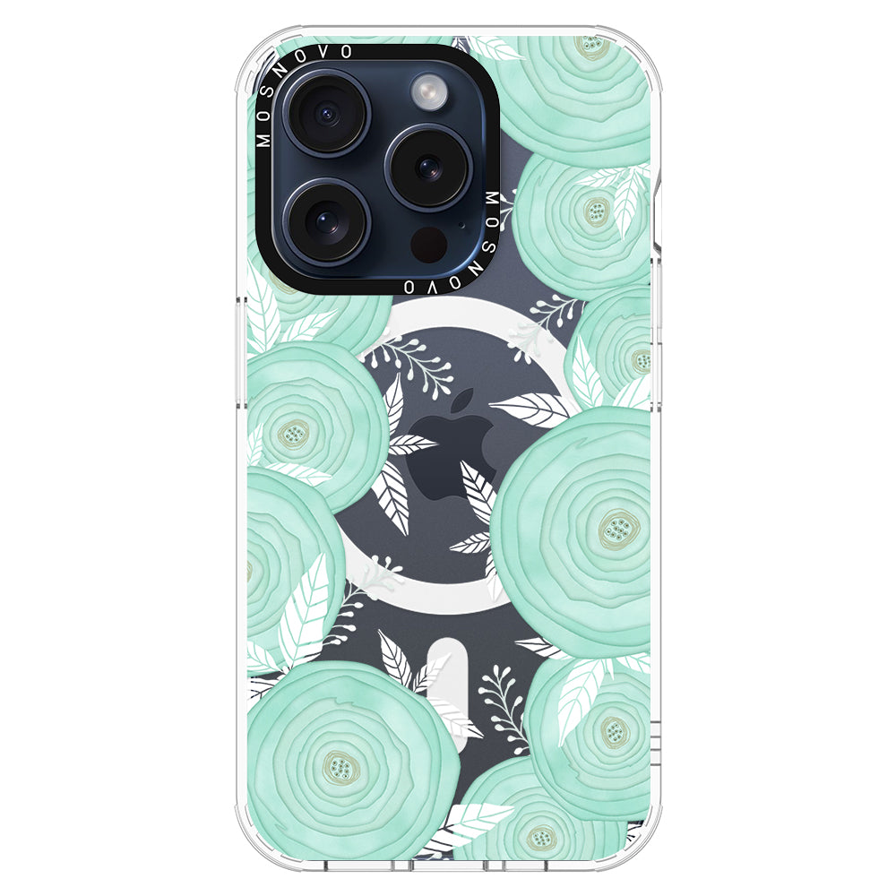 Mint Flower Phone Case - iPhone 15 Pro Case - MOSNOVO