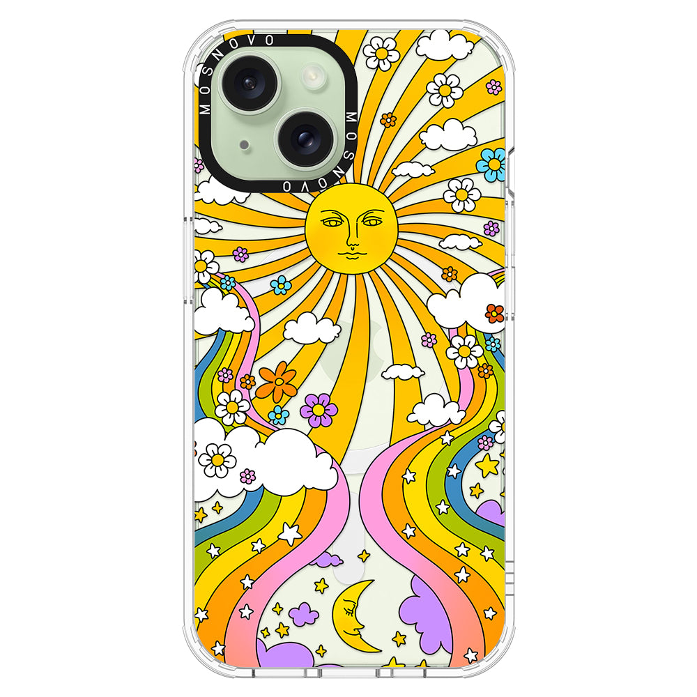 Rainbow Sun and Moon Phone Case - iPhone 15 Case - MOSNOVO