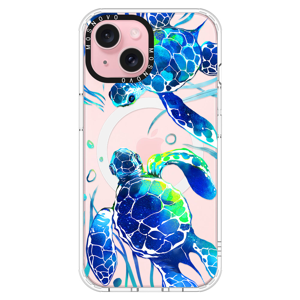 Blue Sea Turtle Phone Case - iPhone 15 Plus Case - MOSNOVO