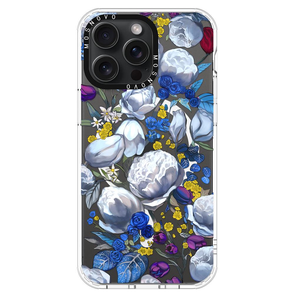 Purple Blue Floral Phone Case - iPhone 15 Pro Max Case - MOSNOVO