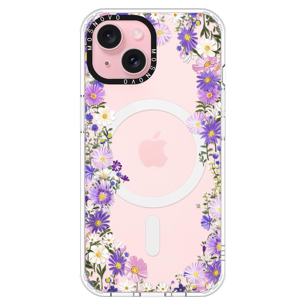 Purple Daisy Garden Phone Case - iPhone 15 Plus Case - MOSNOVO