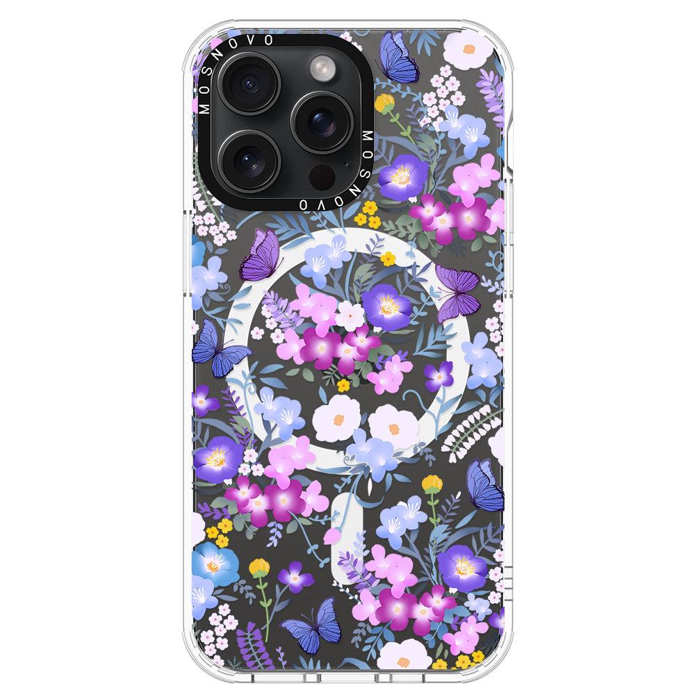 Purple Peri Nemophila Flower Phone Case - iPhone 15 Pro Max Case - MOSNOVO