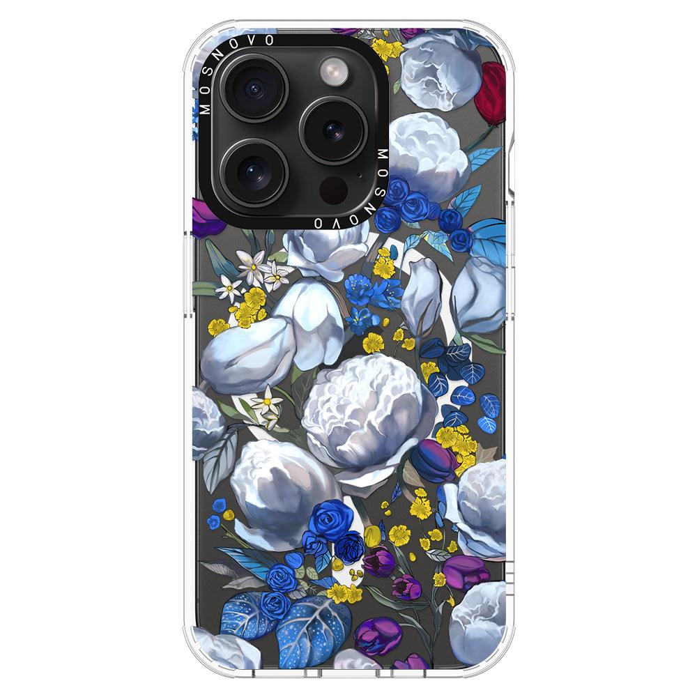 Purple Blue Floral Phone Case - iPhone 15 Pro Case - MOSNOVO