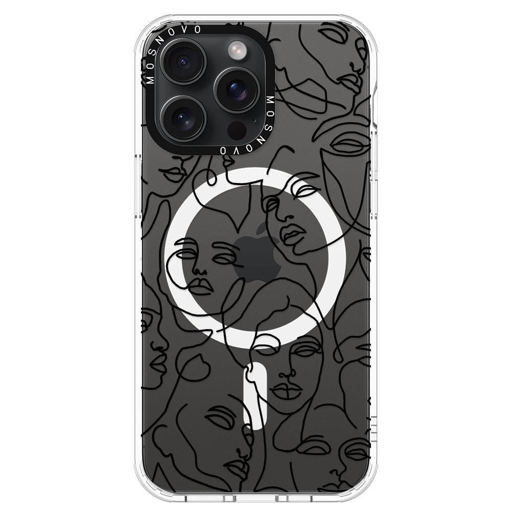 Abstract Face Line Art Phone Case - iPhone 15 Pro Max Case - MOSNOVO